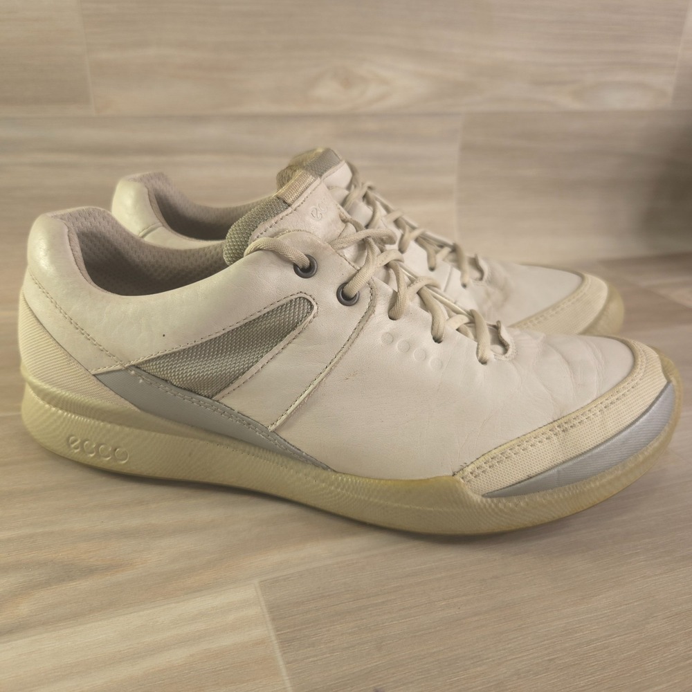 ECCO Biom Hybrid Golf Shoes Womens 8-8.5 White Yak Leather Spikeless Sneakers